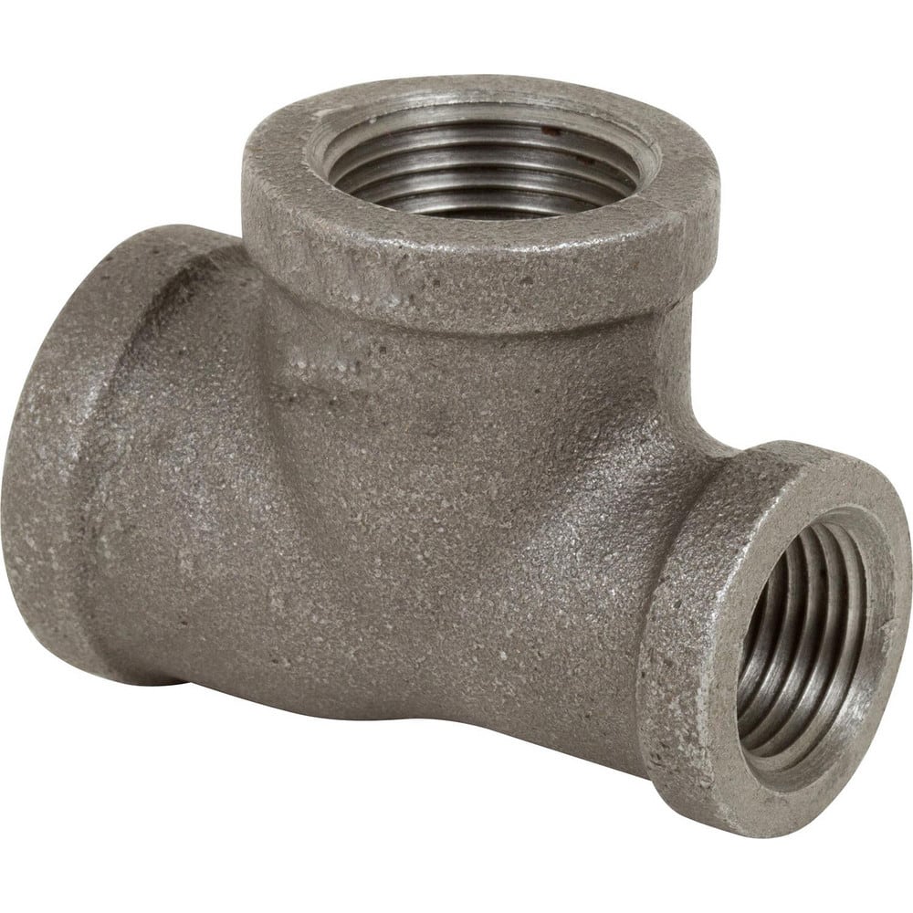 Black Pipe Fittings; Fitting Type: Reducing Run Tee; Fitting Size: 1″ x 3/4″; Material: Malleable Iron; Finish: Black; Fitting Shape: Tee; Thread Standard: NPT; Connection Type: Threaded; Lead Free: No; Standards: UL Listed; ASME B16.3; ASME B1.2.1