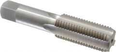 Interstate - 1-1/8 - 8 UNS 4 Flute Bright Finish High Speed Steel Straight Flute Standard Hand Tap - Bottoming, Right Hand Thread, 5-7/16" OAL, 2-9/16" Thread Length, H5 Limit, Oversize - Exact Industrial Supply