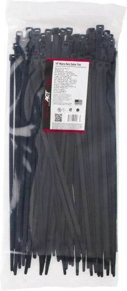 Made in USA - 15.093" Long Black Nylon Standard Cable Tie - 120 Lb Tensile Strength, 1.93mm Thick, 103.19mm Max Bundle Diam - Makers Industrial Supply