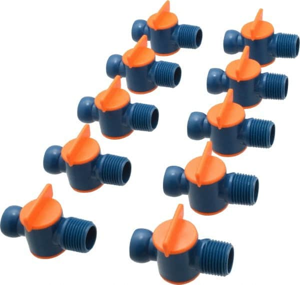 Loc-Line - 10 Piece, 1/2" ID Coolant Hose NPT Valve - Male to Female Connection, Acetal Copolymer Body, 1/2 NPT, Use with Loc-Line Modular Hose Systems - Makers Industrial Supply