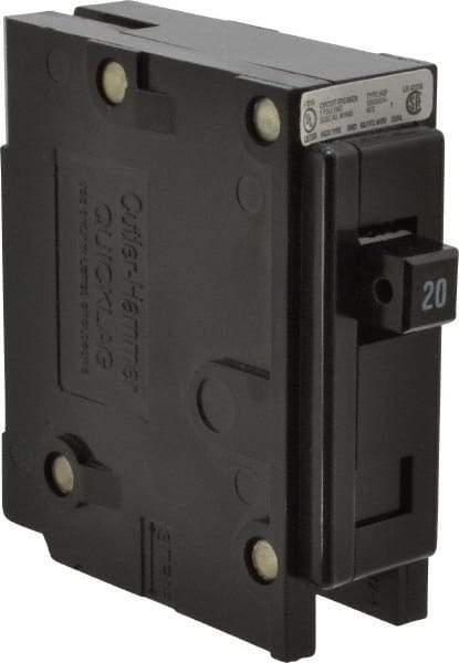 Eaton Cutler-Hammer - 20 Amp, 120/240 VAC, 24 VDC, 48 VDC, 80 VDC, 1 Pole, Plug In Miniature Circuit Breaker - Thermal Magnetic Trip, 14-4 AWG, 2-3/8 Inch Deep x 2-15/16 Inch High x 1 Inch Wide - Makers Industrial Supply