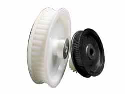 Made in USA - Timing Belt Pulleys; Number of Teeth: 10 ; Inside Diameter (Inch): 3/16 ; Outside Diameter (Decimal Inch): 0.6170 ; Belt Width: 0.375 (Decimal Inch); Pitch Diameter: 0.6370 (Decimal Inch); Face Width: 0.5000 (Decimal Inch) - Exact Industrial Supply