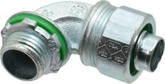 Cooper Crouse-Hinds - 1/2" Trade, Malleable Iron Threaded Angled Liquidtight Conduit Connector - Noninsulated - Makers Industrial Supply