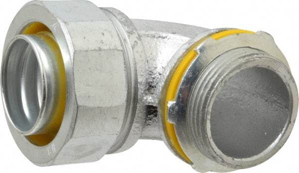 Cooper Crouse-Hinds - 1-1/4" Trade, Malleable Iron Threaded Angled Liquidtight Conduit Connector - Noninsulated - Makers Industrial Supply