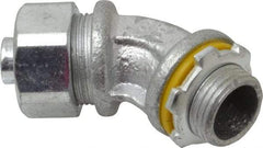 Cooper Crouse-Hinds - 3/8" Trade, Malleable Iron Threaded Angled Liquidtight Conduit Connector - Noninsulated - Makers Industrial Supply