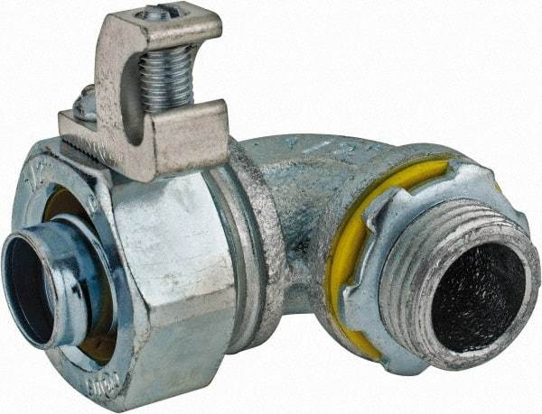 Cooper Crouse-Hinds - 1/2" Trade, Malleable Iron Threaded Angled Liquidtight Conduit Connector - Noninsulated - Makers Industrial Supply