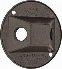 Cooper Crouse-Hinds - 2 Outlet, 1/2" Hole Diam, Powder Coat Finish, Round Noncorrosive Weatherproof Box Cover - 4-1/2" Wide x 9/16" High, Wet Locations, Aluminum, UL Listed - Makers Industrial Supply