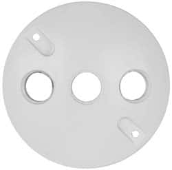 Cooper Crouse-Hinds - 3 Outlet, 1/2" Hole Diam, Powder Coat Finish, Round Noncorrosive Weatherproof Box Cover - 4-1/2" Wide x 9/16" High, Wet Locations, Aluminum, UL Listed - Makers Industrial Supply