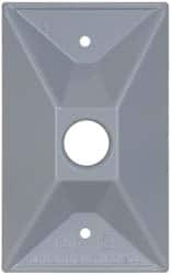 Cooper Crouse-Hinds - 1 Outlet, 1/2" Hole Diam, Powder Coat Finish, Rectangle Noncorrosive Weatherproof Box Cover - 4-1/2" Long x 2-3/4" Wide x 7/8" High, Wet Locations, Aluminum, UL Listed - Makers Industrial Supply