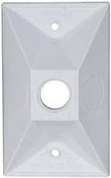 Cooper Crouse-Hinds - 1 Outlet, 1/2" Hole Diam, Powder Coat Finish, Rectangle Noncorrosive Weatherproof Box Cover - 4-1/2" Long x 2-3/4" Wide x 7/8" High, Wet Locations, Aluminum, UL Listed - Makers Industrial Supply