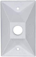 Cooper Crouse-Hinds - 1 Outlet, 1/2" Hole Diam, Powder Coat Finish, Rectangle Noncorrosive Weatherproof Box Cover - 4-1/2" Long x 2-3/4" Wide x 7/8" High, Wet Locations, Aluminum, UL Listed - Makers Industrial Supply