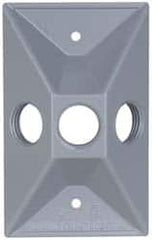 Cooper Crouse-Hinds - 3 Outlet, 1/2" Hole Diam, Powder Coat Finish, Rectangle Noncorrosive Weatherproof Box Cover - 4-5/8" Long x 2-7/8" Wide x 1-1/16" High, Wet Locations, Aluminum, UL Listed - Makers Industrial Supply