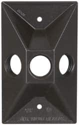 Cooper Crouse-Hinds - 3 Outlet, 1/2" Hole Diam, Powder Coat Finish, Rectangle Noncorrosive Weatherproof Box Cover - 4-5/8" Long x 2-7/8" Wide x 1-1/16" High, Wet Locations, Aluminum, UL Listed - Makers Industrial Supply