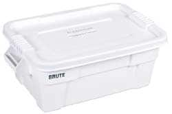 Rubbermaid - 14 Gal, 400 Lb Load Capacity White Polypropylene Tote Container - Nesting, 27.9" Long x 16-1/2" Wide x 10.7" High, Lid Included - Makers Industrial Supply