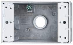 Cooper Crouse-Hinds - 1 Gang, (3) 1/2" Knockouts, Aluminum Rectangle Outlet Box - 4-9/16" Overall Height x 2-7/8" Overall Width x 2" Overall Depth, Weather Resistant - Makers Industrial Supply