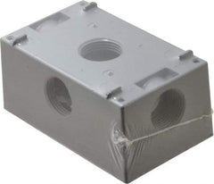 Cooper Crouse-Hinds - 1 Gang, (5) 3/4" Knockouts, Aluminum Rectangle Outlet Box - 4-9/16" Overall Height x 2-7/8" Overall Width x 2" Overall Depth, Weather Resistant - Makers Industrial Supply