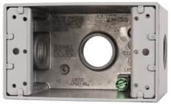 Cooper Crouse-Hinds - 1 Gang, (3) 3/4" Knockouts, Aluminum Rectangle Outlet Box - 4-1/4" Overall Height x 2-7/8" Overall Width x 2-21/32" Overall Depth, Weather Resistant - Makers Industrial Supply