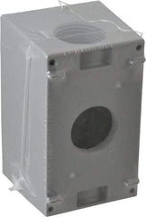 Cooper Crouse-Hinds - 1 Gang, (3) 1" Knockouts, Aluminum Rectangle Outlet Box - 4-1/4" Overall Height x 2-7/8" Overall Width x 2-21/32" Overall Depth, Weather Resistant - Makers Industrial Supply