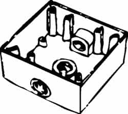 Cooper Crouse-Hinds - 2 Gang, (3) 1/2" Knockouts, Aluminum Rectangle Outlet Box - 4-9/16" Overall Height x 4-5/8" Overall Width x 2-1/16" Overall Depth, Weather Resistant - Makers Industrial Supply