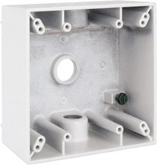 Cooper Crouse-Hinds - 2 Gang, (3) 1/2" Knockouts, Aluminum Rectangle Outlet Box - 4-9/16" Overall Height x 4-5/8" Overall Width x 2-1/16" Overall Depth, Weather Resistant - Makers Industrial Supply