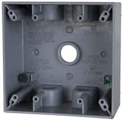 Cooper Crouse-Hinds - 2 Gang, (5) 1/2" Knockouts, Aluminum Rectangle Outlet Box - 4-9/16" Overall Height x 4-5/8" Overall Width x 2-1/16" Overall Depth, Weather Resistant - Makers Industrial Supply