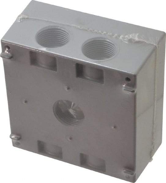 Cooper Crouse-Hinds - 2 Gang, (5) 3/4" Knockouts, Aluminum Rectangle Outlet Box - 4-9/16" Overall Height x 4-5/8" Overall Width x 2-1/16" Overall Depth, Weather Resistant - Makers Industrial Supply