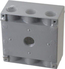 Cooper Crouse-Hinds - 2 Gang, (7) 1/2" Knockouts, Aluminum Rectangle Outlet Box - 4-9/16" Overall Height x 4-5/8" Overall Width x 2-1/16" Overall Depth, Weather Resistant - Makers Industrial Supply