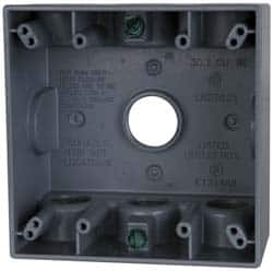 Cooper Crouse-Hinds - 2 Gang, (7) 3/4" Knockouts, Aluminum Rectangle Outlet Box - 4-9/16" Overall Height x 4-5/8" Overall Width x 2-1/16" Overall Depth, Weather Resistant - Makers Industrial Supply