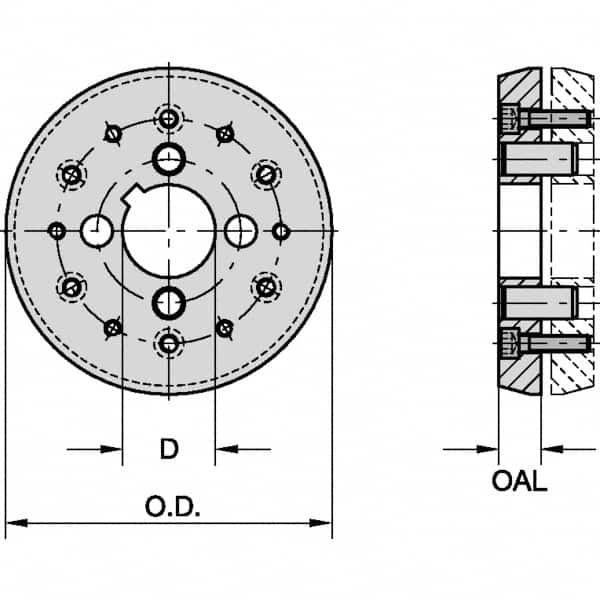 Kennametal - 2 Inch Hole Diameter, For 8, 10, 12 Inch Outside Diameter, Compatible Toolholder Style KVNS A2, Slotting Cutter Support Ring - 5-1/2 Inch Ring Outside Diameter, 0.472 Inch Ring Width - Makers Industrial Supply