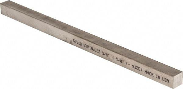 Precision Brand - 12" Long x 5/8" High x 5/8" Wide, Plain Key Stock - Stainless Steel - Makers Industrial Supply