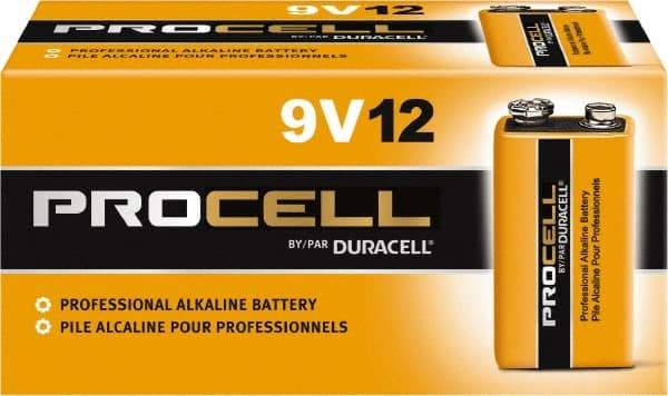 Duracell - Size 9V, Alkaline, 72 Pack, Standard Battery - 9 Volts, Snap Terminal - Makers Industrial Supply