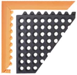 Notrax - 5' Long x 2" Wide x 3/4" Thick, Anti-Fatigue Modular Matting Ramp Edge - Male, Orange, Series 551 - Makers Industrial Supply