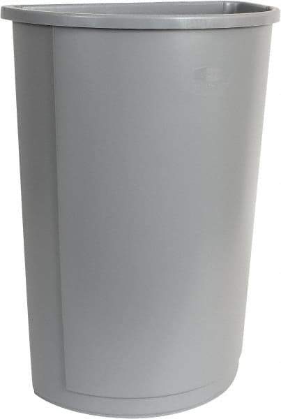 Rubbermaid - 21 Gal Gray Half-Round Trash Can - Polyethylene, 28" High x 21" Long x 11" Wide - Makers Industrial Supply