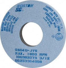 Norton - 14" Diam x 5" Hole x 1-1/2" Thick, J Hardness, 46 Grit Surface Grinding Wheel - Ceramic, Type 1, Coarse Grade, 1,800 Max RPM, Vitrified Bond, No Recess - Makers Industrial Supply