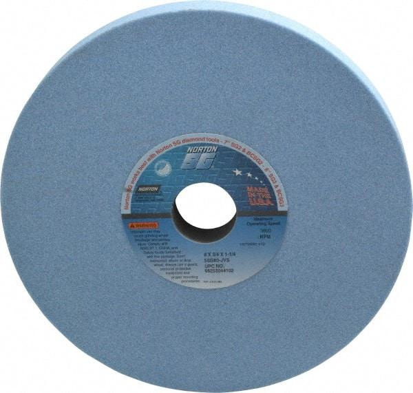 Norton - 8" Diam x 1-1/4" Hole x 3/4" Thick, J Hardness, 60 Grit Surface Grinding Wheel - Ceramic, Type 1, Medium Grade, 3,600 Max RPM, Vitrified Bond, No Recess - Makers Industrial Supply