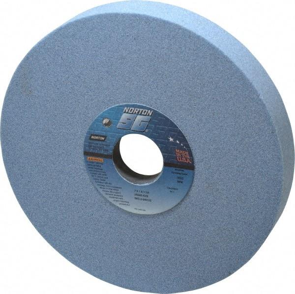 Norton - 7" Diam x 1-1/4" Hole x 1" Thick, K Hardness, 60 Grit Surface Grinding Wheel - Ceramic, Type 5, Medium Grade, 3,600 Max RPM, Vitrified Bond, One-Side Recess - Makers Industrial Supply