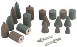 Cratex - 20 Piece Rubber Cone Test Abrasive Point Set - Includes 18 Cones & 2 Cone Mandrels - Makers Industrial Supply