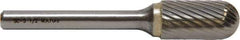 M.A. Ford - 7/16" Cut Diam, 1/4" Shank Diam, Cylinder with Radius Head Double Cut Burr - Carbide, Radius End, 1" LOC, 3" OAL - Makers Industrial Supply