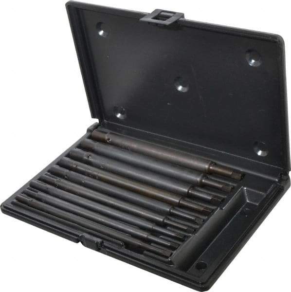 Walton - #0 to 1/2" Tap Extension Set - Alloy Steel, 8" Overall Length, 5/8" Max Outside Diam, 0.219, 0.318, 0.323, 0.367, 0.381, (4) 0.255" Extension Shank Diam, 9 Piece Set - Makers Industrial Supply