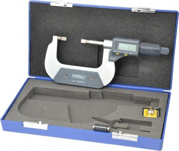 Fowler - 1" to 2" Mechanical Blade Micrometer - 0.0002" Accuracy, 0.001mm Graduation, 0.03" Blade Thickness, Friction Thimble, Digital Counter - Makers Industrial Supply