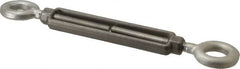 Made in USA - 2,200 Lb Load Limit, 1/2" Thread Diam, 6" Take Up, Stainless Steel Eye & Eye Turnbuckle - 7-1/2" Body Length, 3/4" Neck Length, 13" Closed Length - Makers Industrial Supply