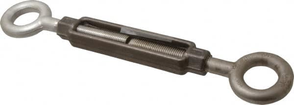 Made in USA - 5,200 Lb Load Limit, 3/4" Thread Diam, 6" Take Up, Stainless Steel Eye & Eye Turnbuckle - 8-1/8" Body Length, 1-1/16" Neck Length, 17-3/4" Closed Length - Makers Industrial Supply