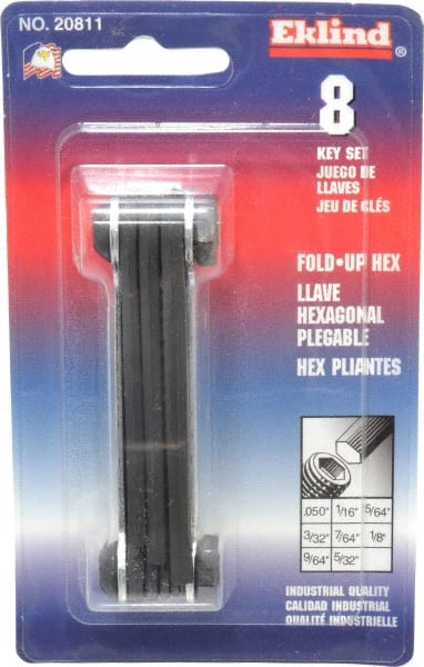 Eklind - 8 Piece Fold-Up Hex Key Set - Exact Industrial Supply