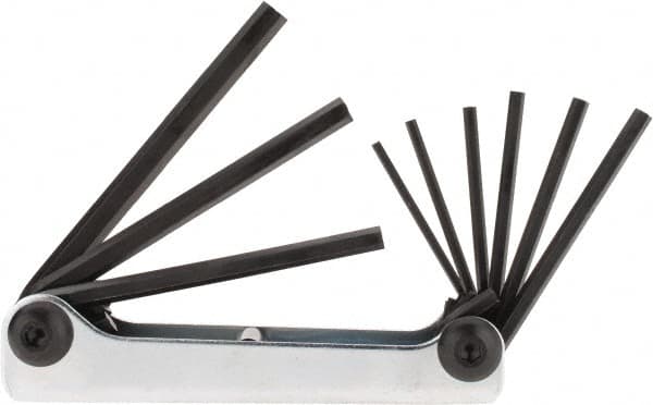 Eklind - 9 Piece Fold-Up Hex Key Set - Hex Range 5/64 to 1/4" - Makers Industrial Supply