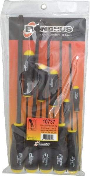 Bondhus - 11 Piece, 5/64 to 3/8" Ball End Hex Driver Set - Comes in Vinyl Pouch - Makers Industrial Supply