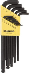 Bondhus - 13 Piece L-Key Ball End Hex Key Set - Hex Range 0.05 to 3/8" - Makers Industrial Supply