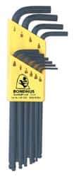 Bondhus - 10 Piece L-Key Ball End Hex Key Set - Hex Range 1/16 to 1/4" - Makers Industrial Supply