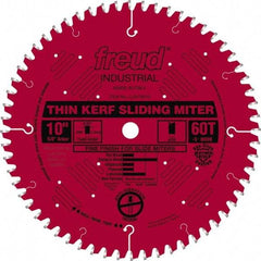 Freud - 10" Diam, 5/8" Arbor Hole Diam, 60 Tooth Wet & Dry Cut Saw Blade - Carbide-Tipped, Standard Round Arbor - Makers Industrial Supply