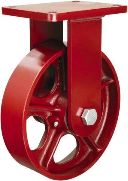 Hamilton - 10" Diam x 2-1/2" Wide x 12-1/2" OAH Top Plate Mount Rigid Caster - Cast Iron, 2,500 Lb Capacity, Tapered Roller Bearing, 5-1/2 x 7-1/2" Plate - Makers Industrial Supply