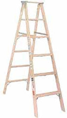 Made in USA - 8 Ft. High, Type IA Rating, Wood Step Ladder - Makers Industrial Supply